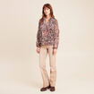 T-shirt manches longues col nou&eacute; marron femme