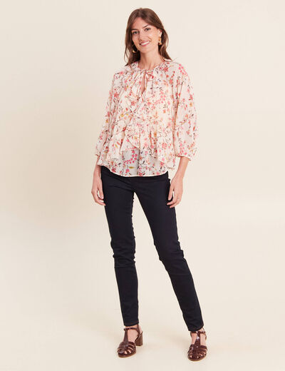 Blouse ample en voile manches 3/4 multicolore femme