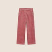 Pantalon large velours c&ocirc;tel&eacute; rose framboise femme