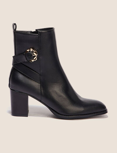 Bottines à talons avec boucles noir femme