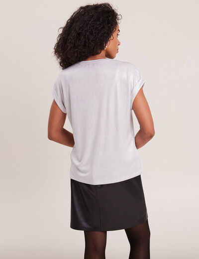 T-shirt manches courtes gris argent femme