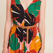 Robe midi évasée ceinturée multicolore femme