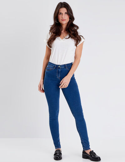 Jeans léger taille haute long denim double stone femme