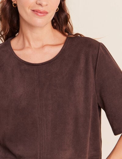 Top en suedine marron fonc&eacute; femme