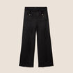Pantalon aspect daim noir femme