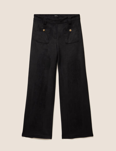 Pantalon aspect daim noir femme