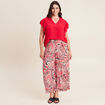 Blouse manches courtes volants rouge femme