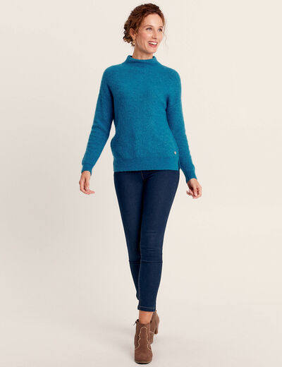 Pull manches longues bleu canard femme