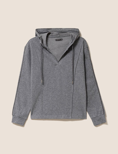 Sweat maille l&eacute;g&egrave;re manches longues gris clair femme
