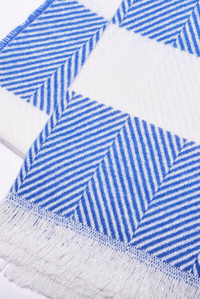 Écharpe à franges bleu electrique femme