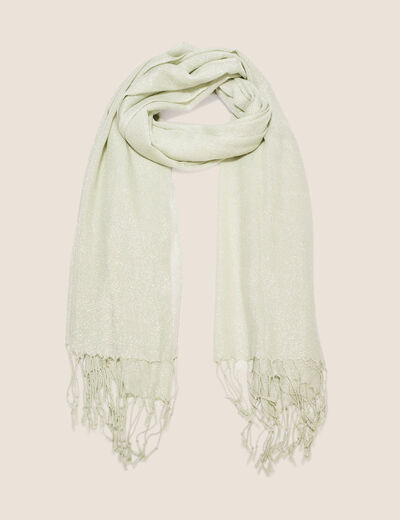 Foulard à franges vert émeraude femme