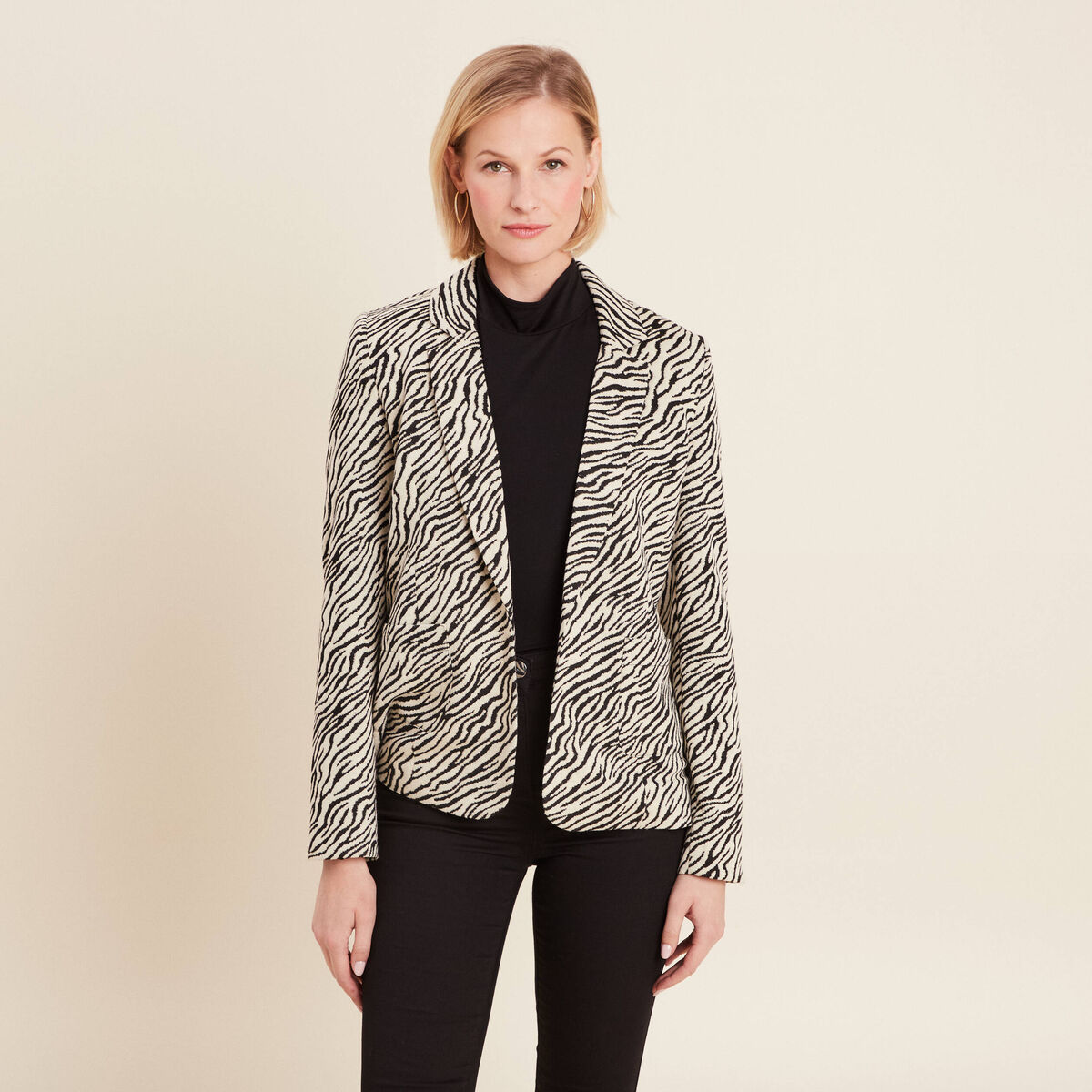 Veste esprit tailleur beige femme