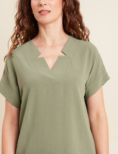 Blouse fluide manches courtes vert clair femme