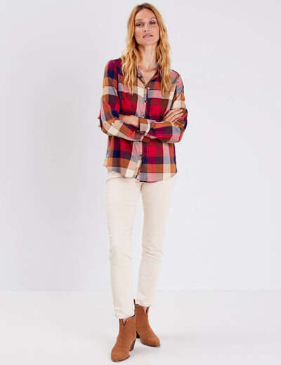Chemise manches longues bordeaux femme