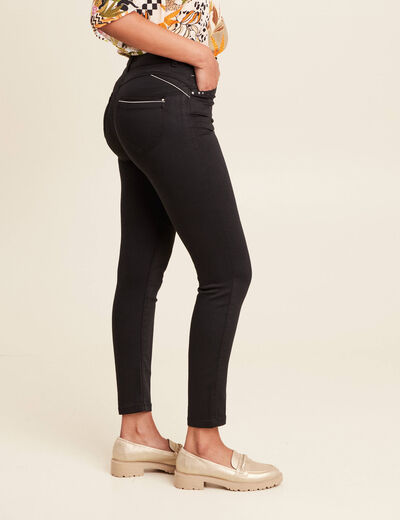 Pantalon coupe ajust&eacute;e taille haute noir femme