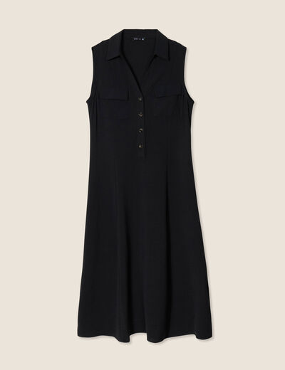 Robe longue évasée noir femme