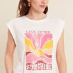 T-shirt sans manches ecru femme