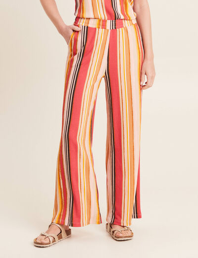 Pantalon flou 7/8ème rose cerise femme
