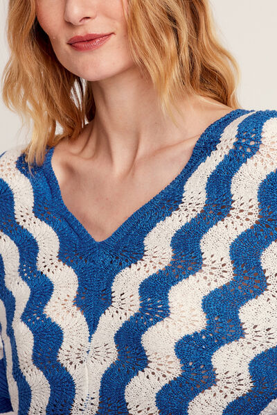 Pull manches longues bleu electrique femme