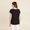 T-shirt bi-mati&egrave;re manches courtes noir femme