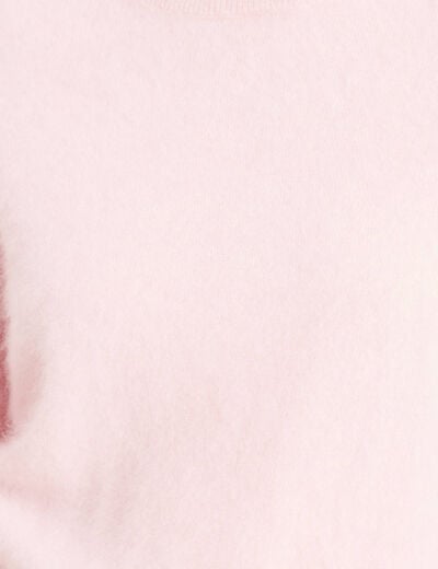 Pull cachemire col montant rose femme