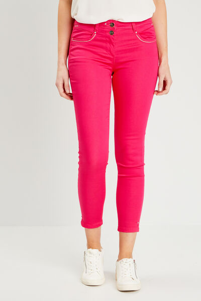 Pantalon ajusté rose framboise femme