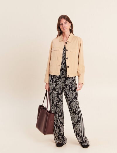 Veste doubl&eacute;e beige femme