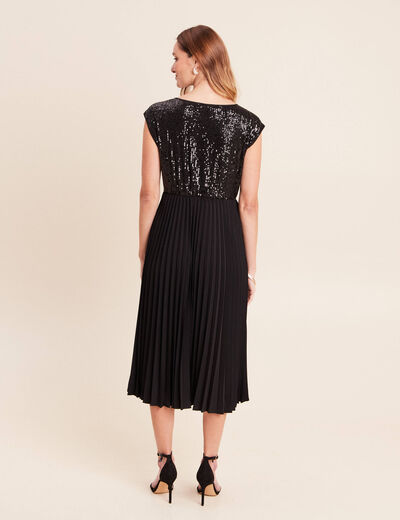 Robe midi &eacute;vas&eacute;e noir femme