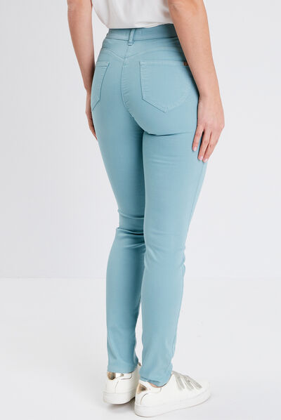 Pantalon léger taille standard long bleu canard femme