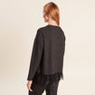 Pull col rond manches longues dentelle gris fonc&eacute; femme
