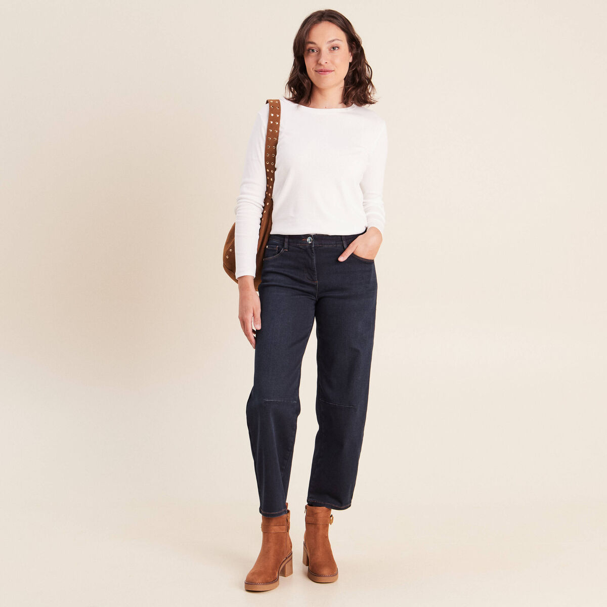 Pantalon magique coupe barrel l'Unique denim blue black femme