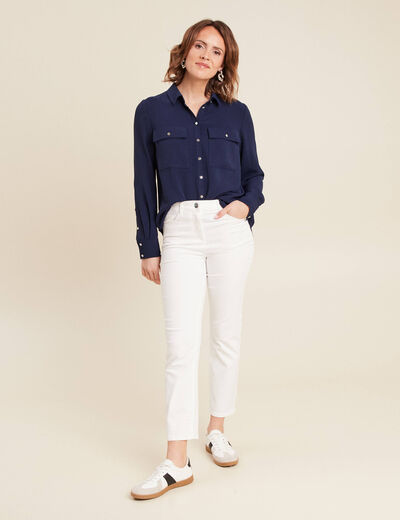 Chemise manches longues bleu marine femme