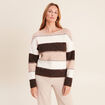 Pull col bateau marron femme