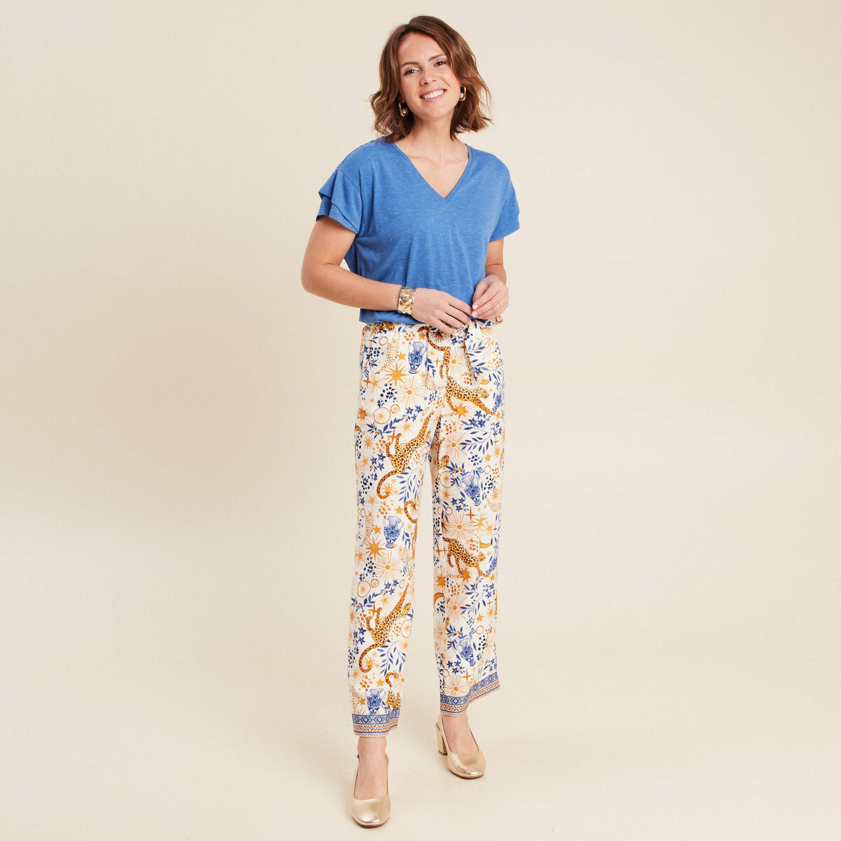 T-shirt manches courtes bleu femme