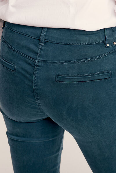 Pantalon ajusté bleu canard femme
