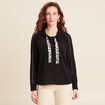 Pull à capuche noir femme