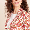 Veste longue droite col tailleur orange femme