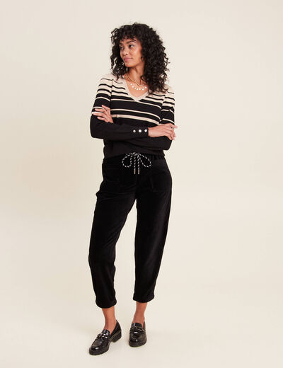 Pull manches longues noir femme