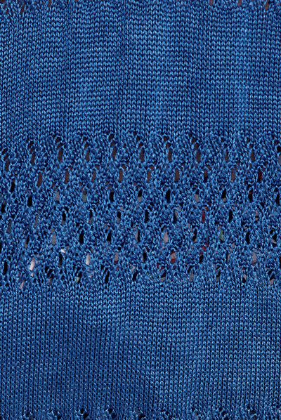 Pull manches courtes col polo bleu electrique femme