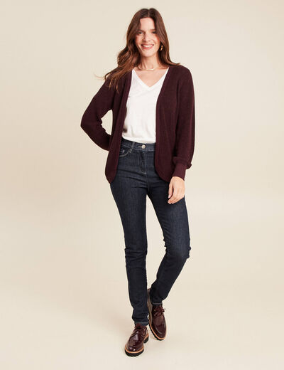 Gilet manches longues bordeaux femme