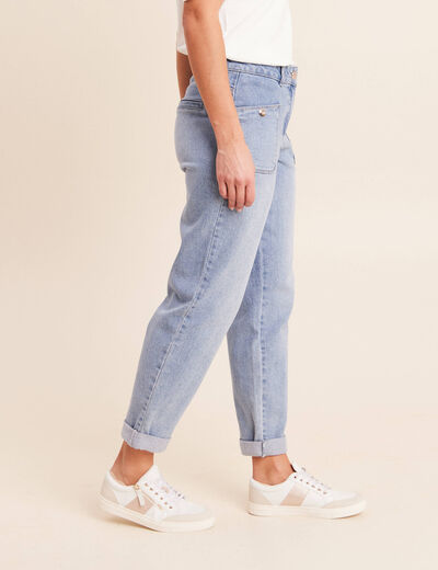 Jean coupe mom 7/8&egrave;me denim double stone femme
