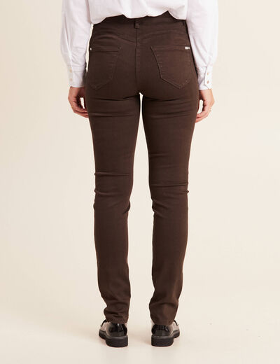 Jean magique L'Unique coupe ajust&eacute;e marron fonc&eacute; femme