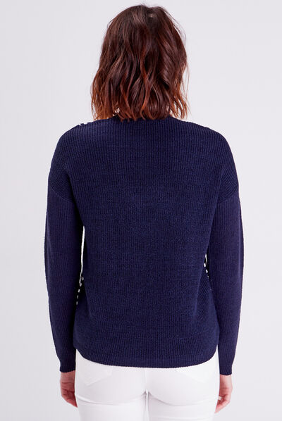 Pull manches longues blanc femme