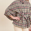 Poncho ceinturé boutonné multicolore femme