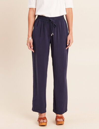 Pantalon large bleu marine femme