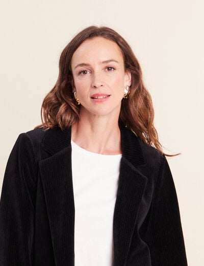 Blazer col tailleur doubl&eacute; noir femme
