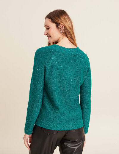 Pull manches longues vert canard femme