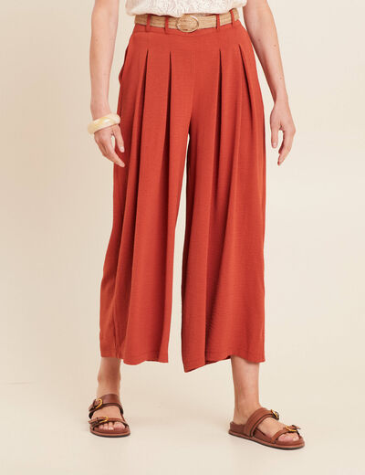 Pantalon jupe-culotte large vieux rose femme