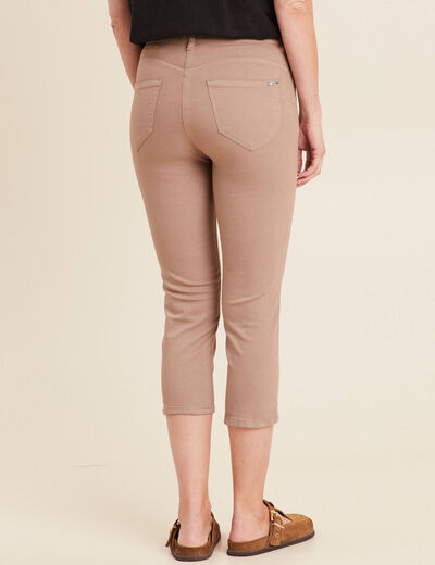 Pantacourt droit taille standard taupe femme