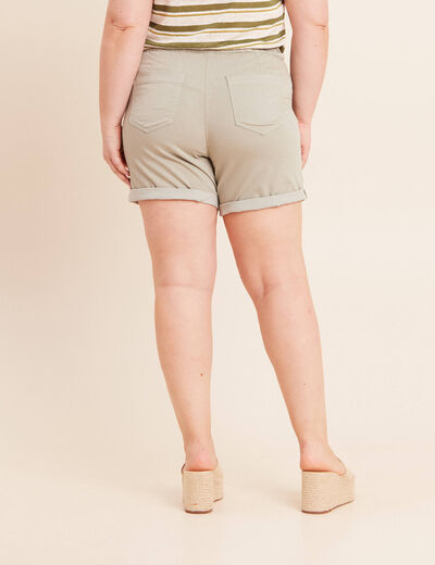 Short droit taille &eacute;lastiqu&eacute;e vert clair femme